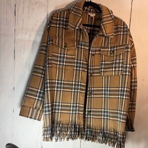 a.n.a Western style Tan and Blue Plaid Jacket